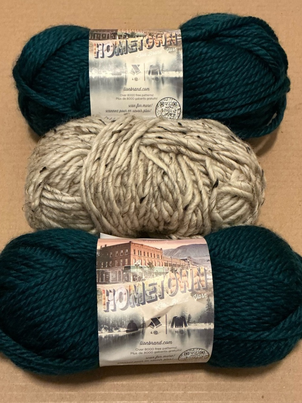 Hometown/Wool-Ease Thick & Quick Yarn Bundle — Montpelier Peacock & Oatmeal